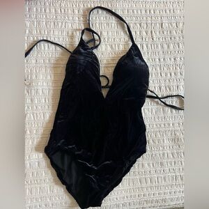 Laundry by Shelli Segal black velvet one piece swimsuit
